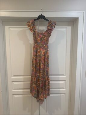 Doruse Floral Maxi Dress in Pink and Gold Tones